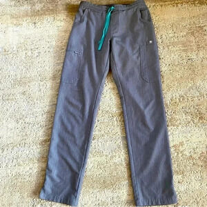 Figs Yola Scrub Pants Slim Leg Gray Turquoise: XS